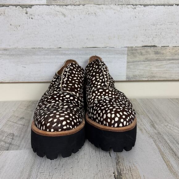 All Black Women womens 38 brown white cutout cowman platforms calf fur shoe - Picture 3 of 9